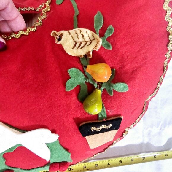 Vintage Large 22" Felt Pompoms Pixie Elf Christmas Stocking Tree Snowman 1960s - Picture 9 of 15